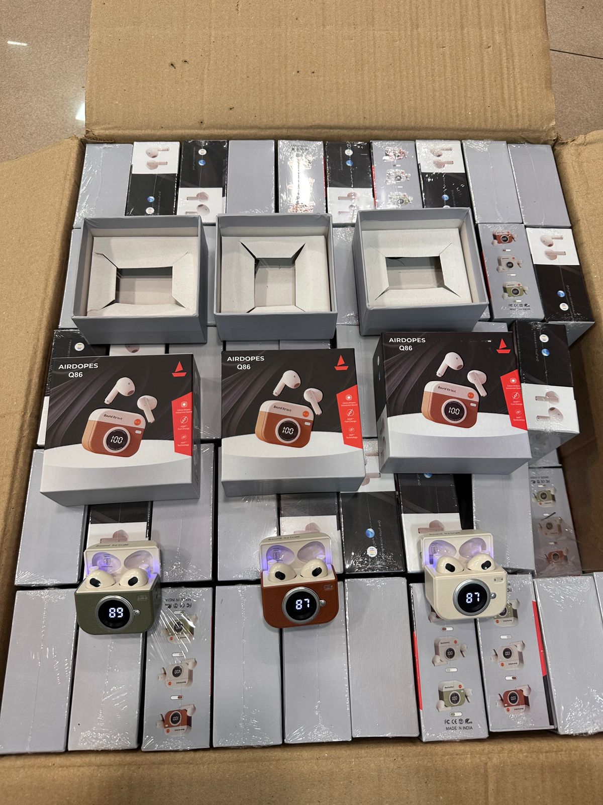 boAt Airdopes Q86 True Wireless Earbuds with Digital Battery Display, Deep Bass & Stylish Retro Case Design