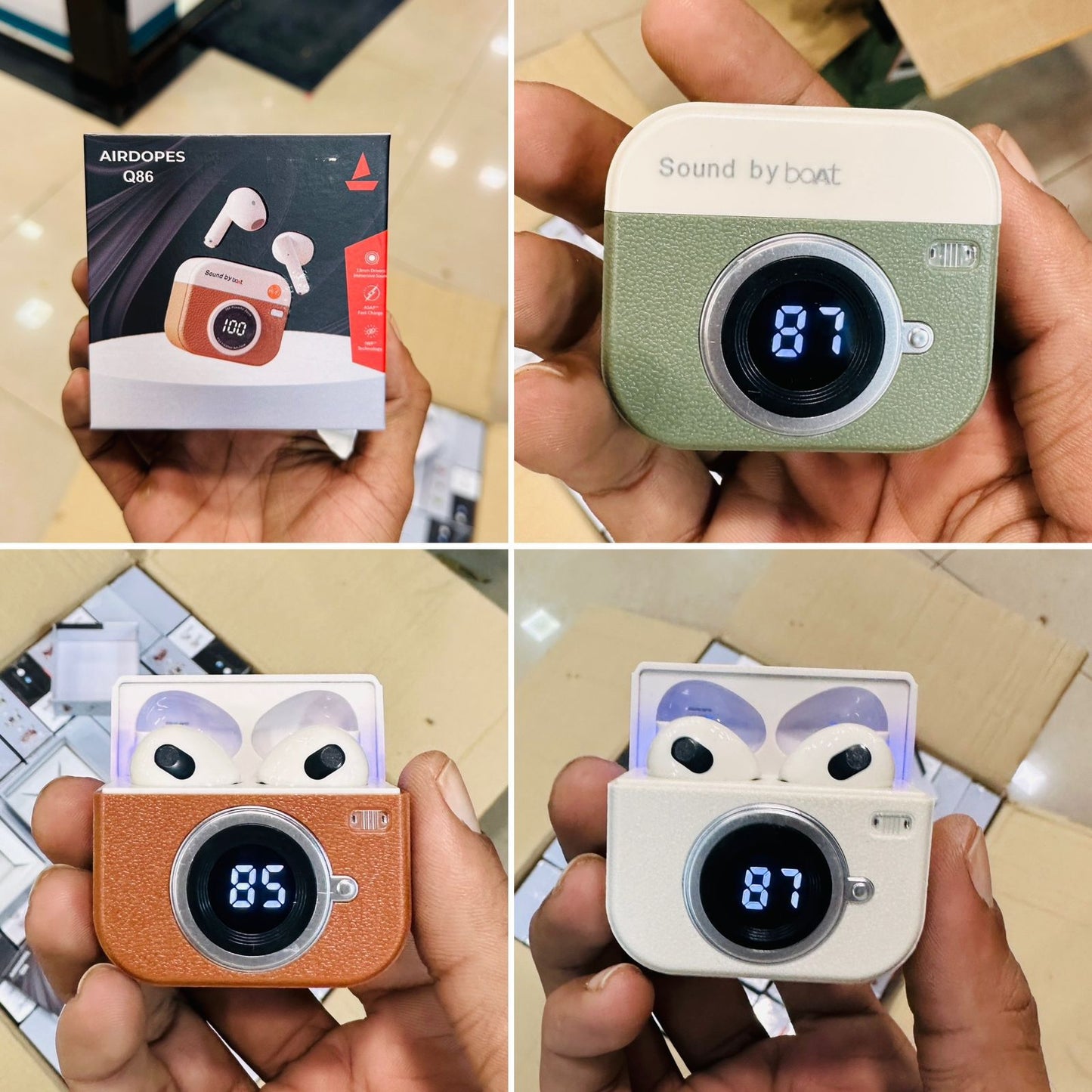 boAt Airdopes Q86 True Wireless Earbuds with Digital Battery Display, Deep Bass & Stylish Retro Case Design