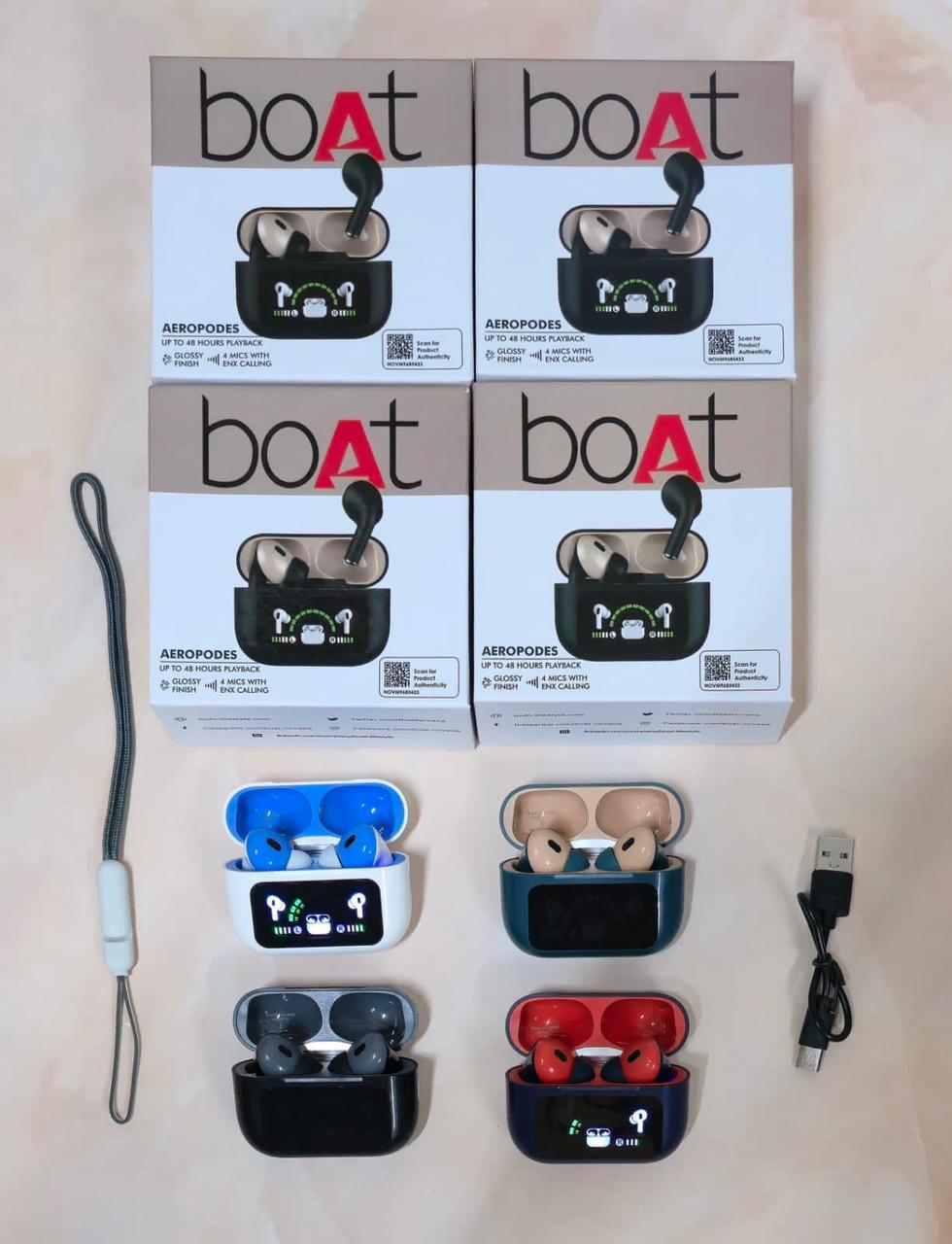 boAt Aeropodes True Wireless Earbuds with Digital Display, Up to 48 Hours Playback & ENx™ Calling